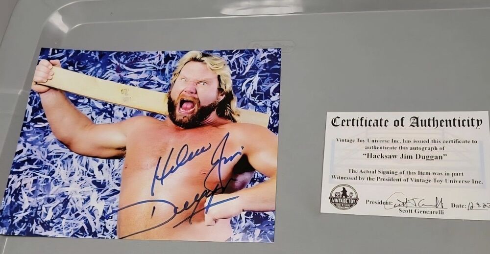Hacksaw Jim Duggan Autographed 2x4 Photo with COA